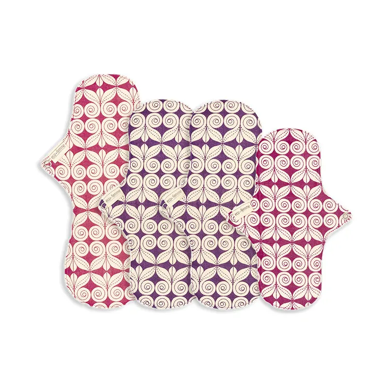 EcoFemme Reusable Organic Cotton Cloth Pads – Heavy Flow Night & Day Set (4-Pack) view 3